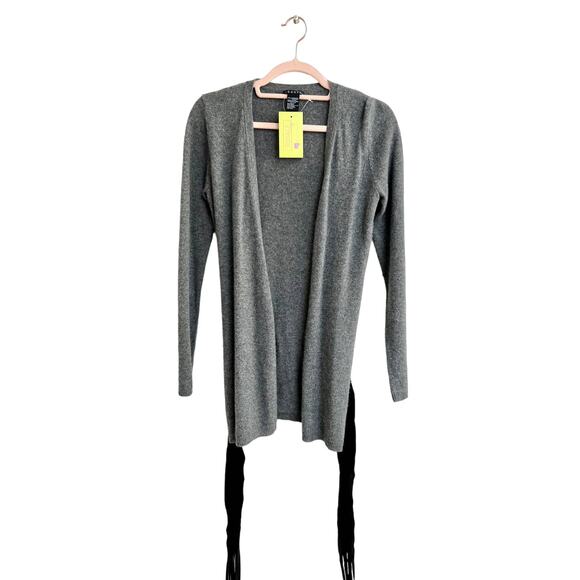 Theory Long Sleeve 100% Cashmere Open Front Cardigan Sweater Gray Women's P/TP - Picture 2 of 5